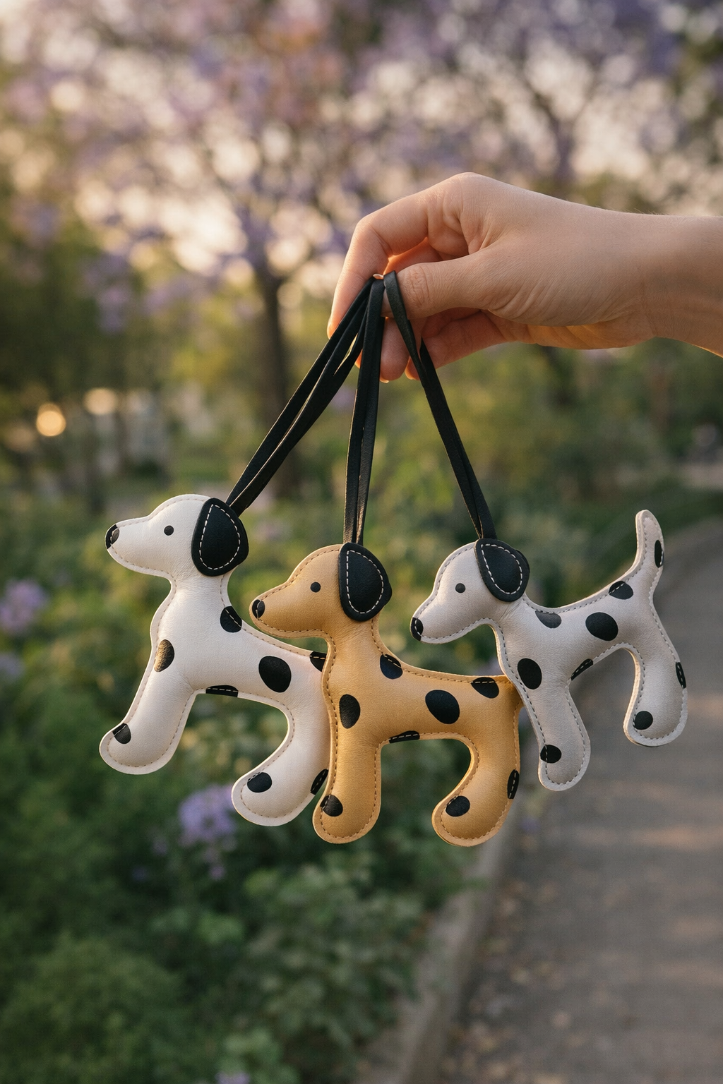 Llaveros de vinipiel de perrito tipo perro dalmata de diferentes colores, blush concept parque lindavista, amazon, mercado libre